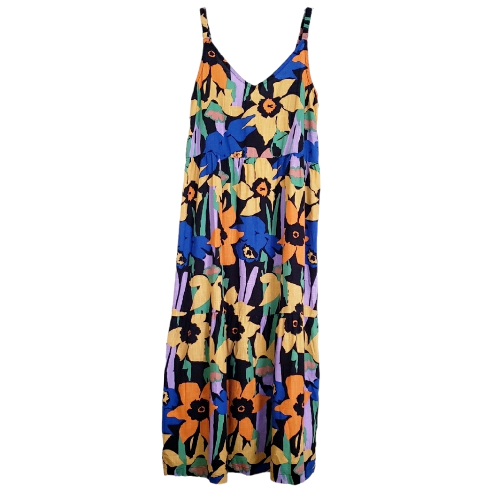 Roxy Floral Print Cotton Tiered Midi Dress